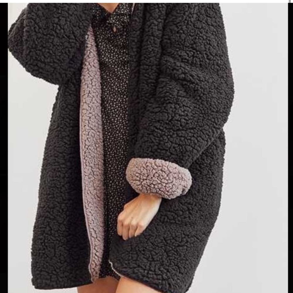 silence + noise reversible jacket teddy coat